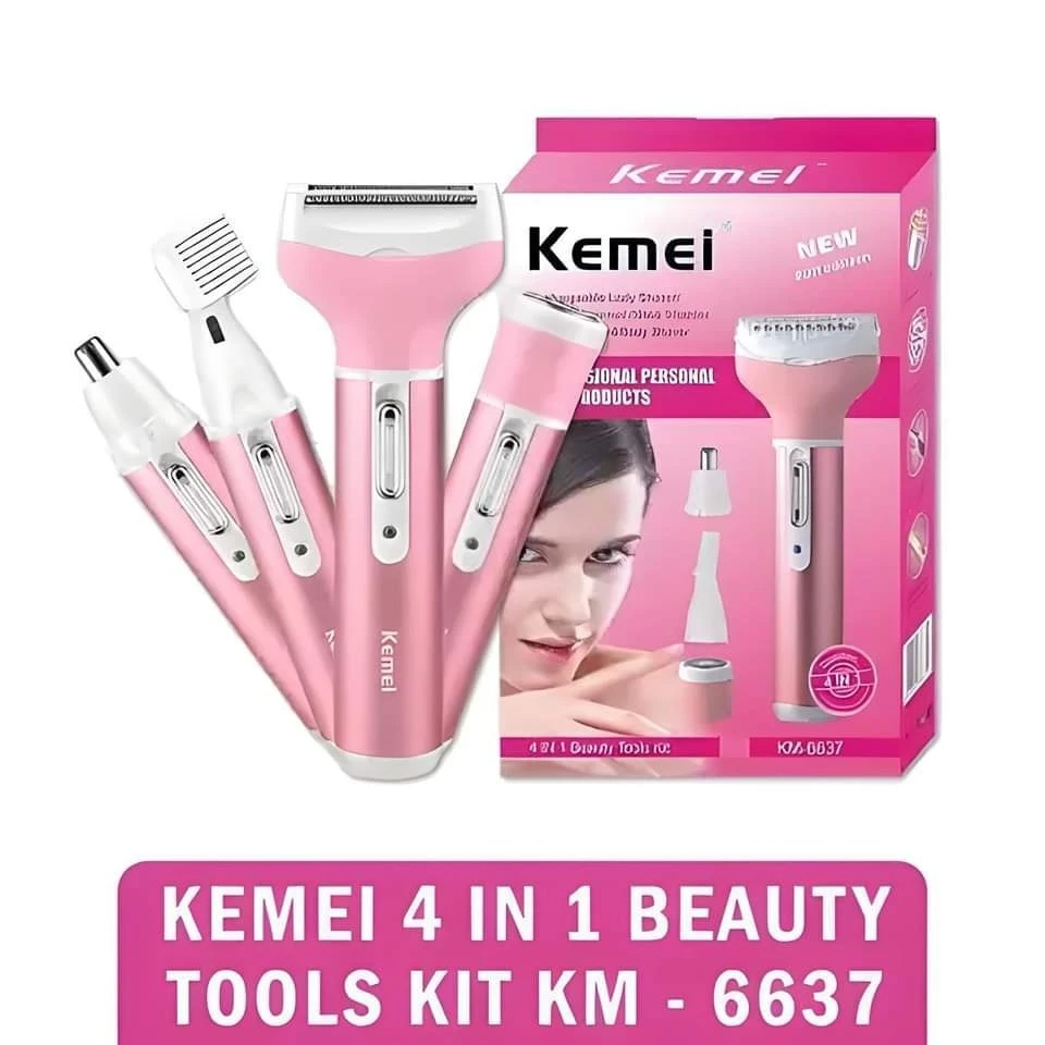 Kemei KM-6637 Multi Functional 4 In 1 Shaver For Women