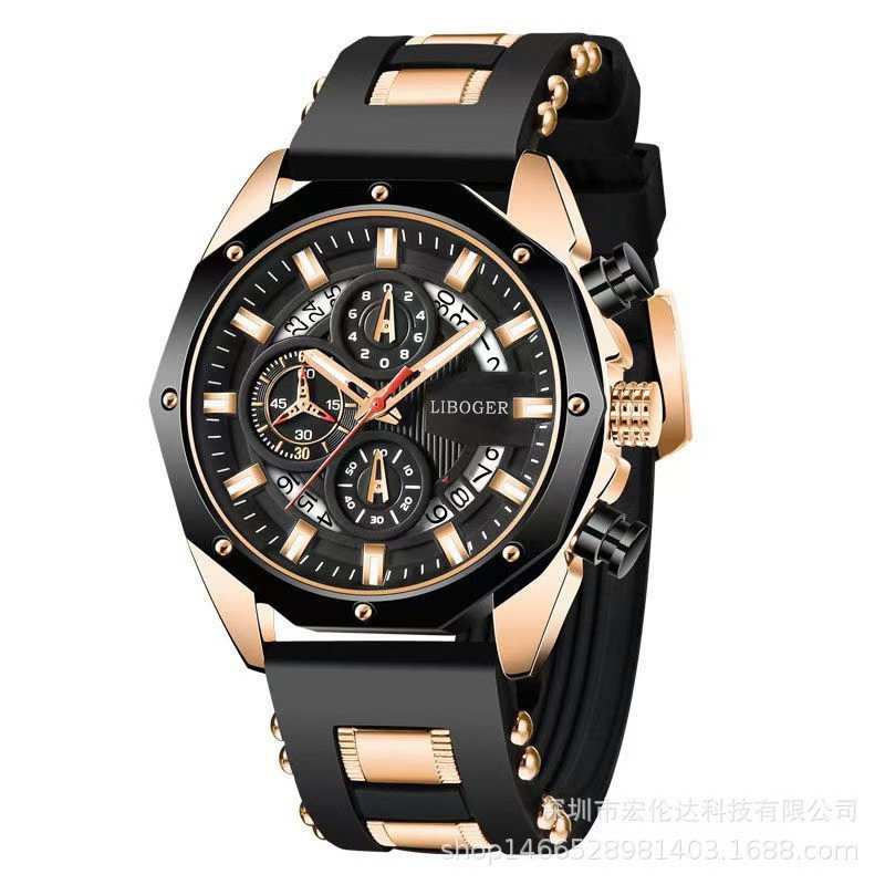 new fashion silicone sports style men's watch hollow calendar quartz watch one piece