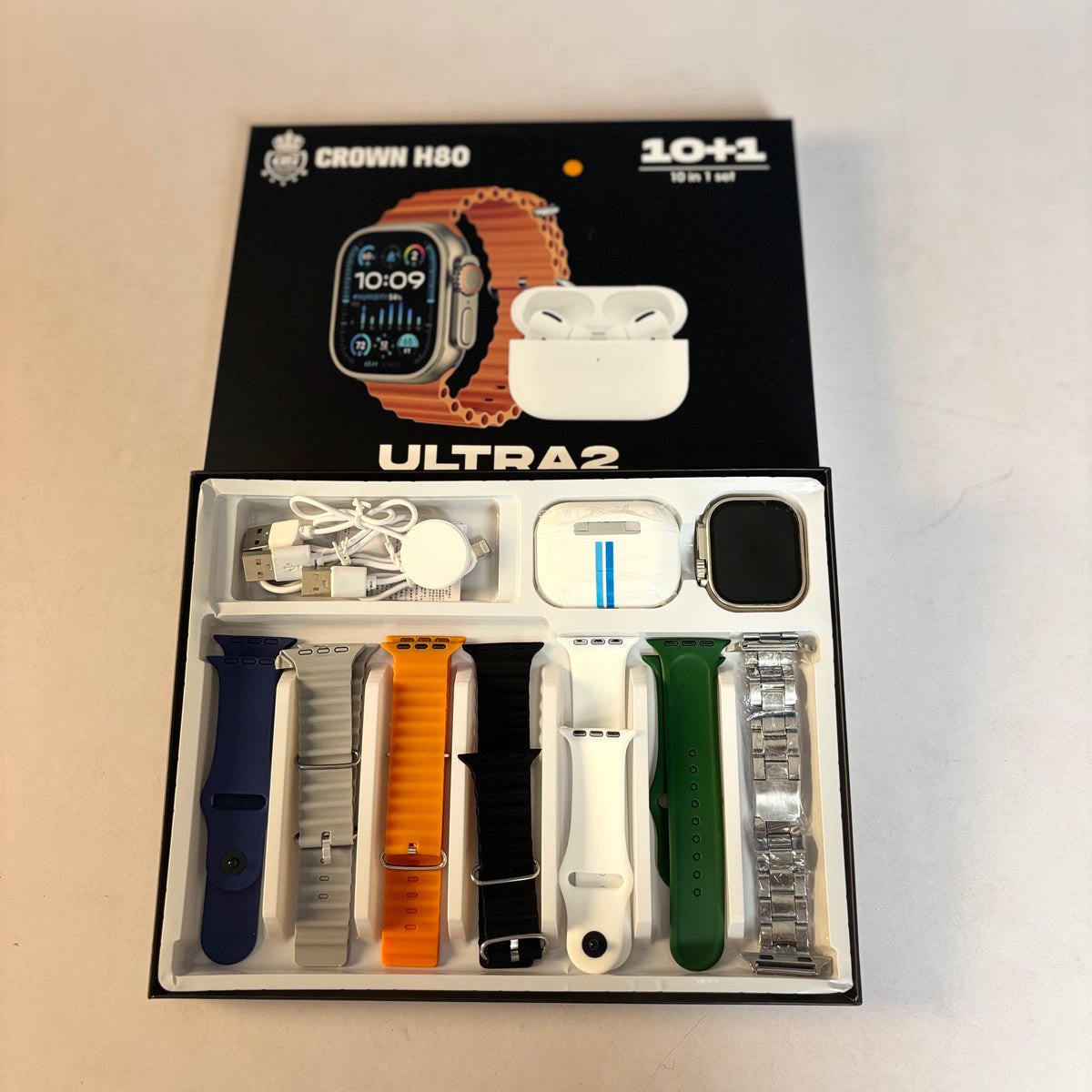 Crown H80 Smart Watch 10 in 1 Set